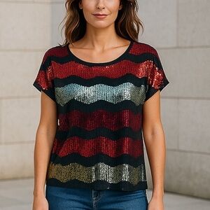 𝅺HOLIDAY Shimmer Blouse to Dress Up Anything Size M